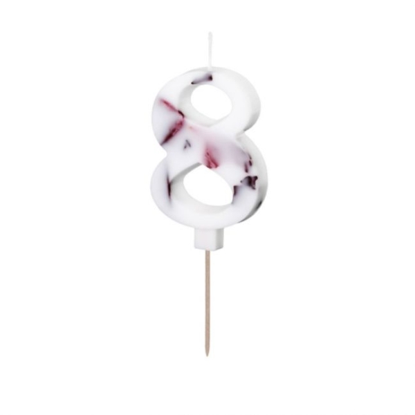 Number Candle 8 - White with Flowers
